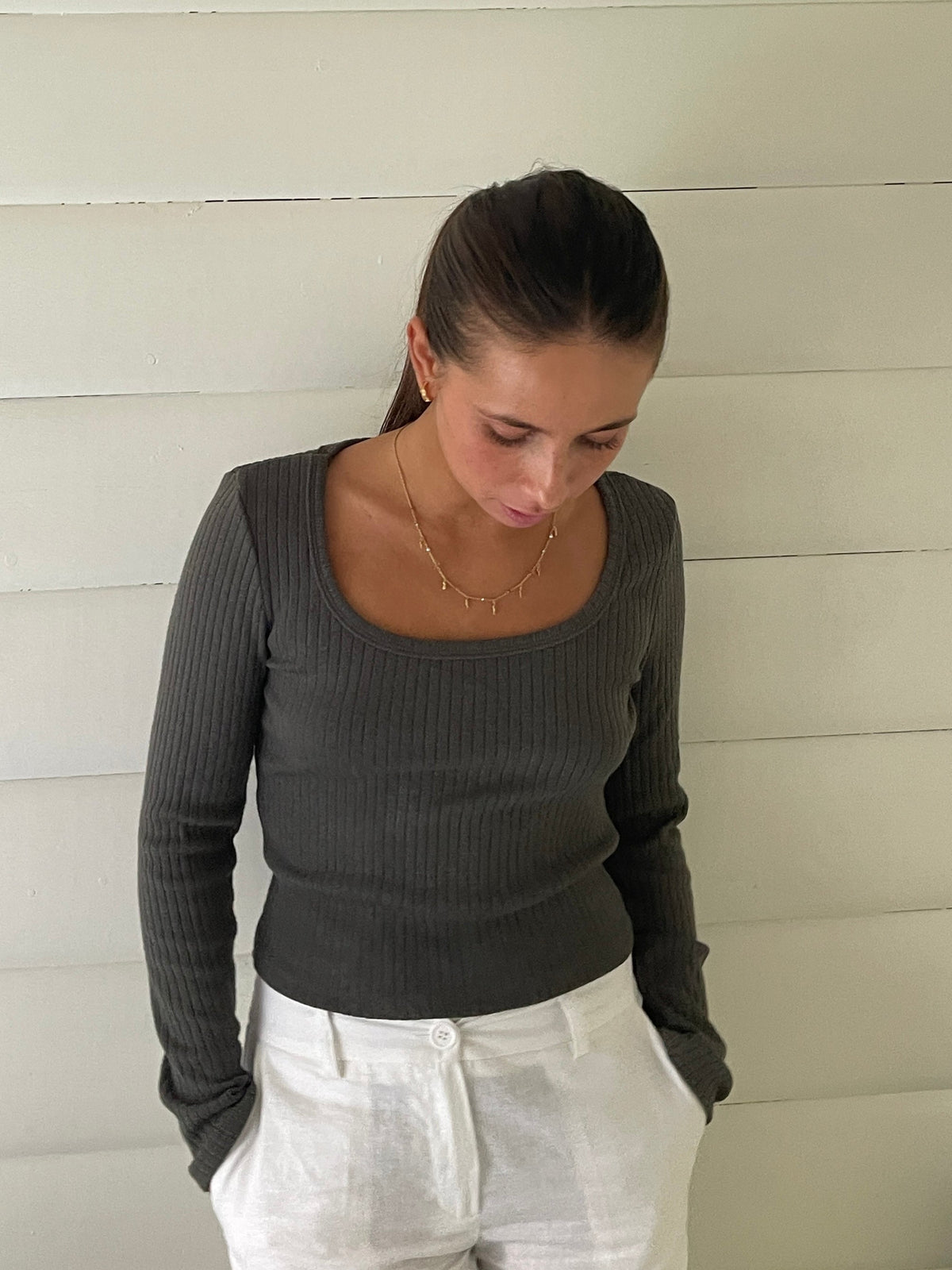 Ariella square neck blouse - Dark green