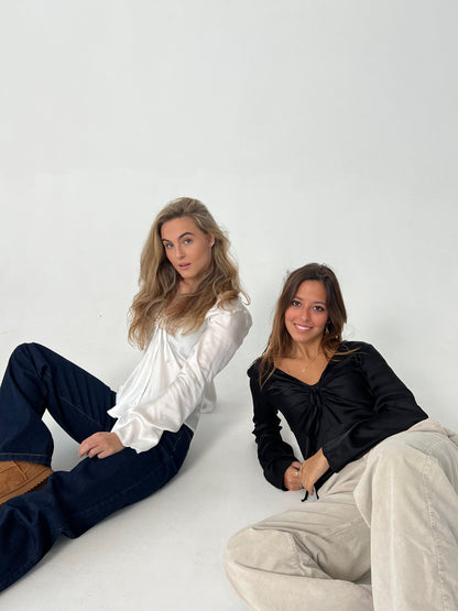 Denisi satin blouse - White