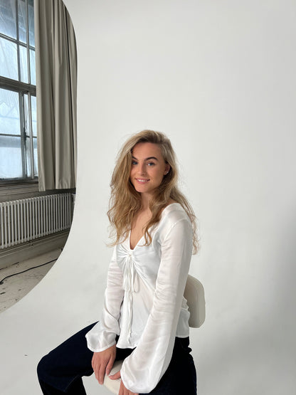 Denisi satin blouse - White