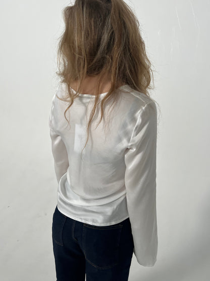 Denisi satin blouse - White
