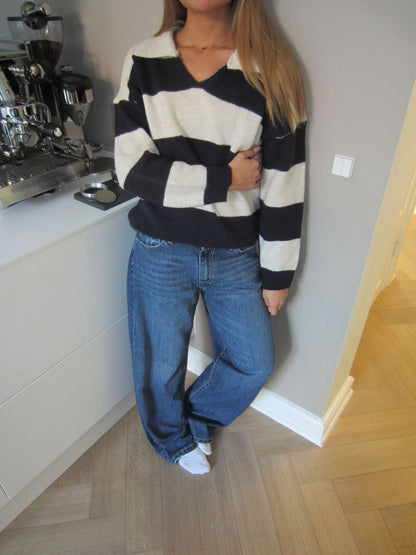Margoth polo with stripes - White/Navy