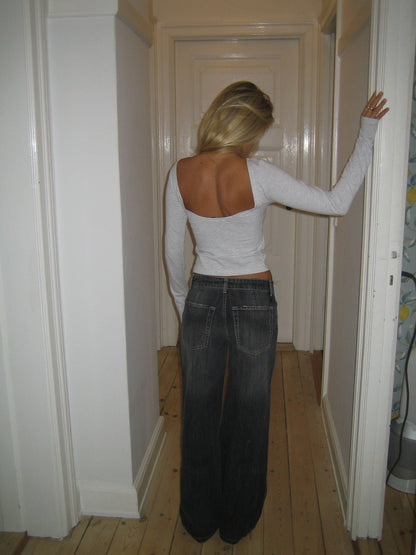 Lila blouse with open back - Grey