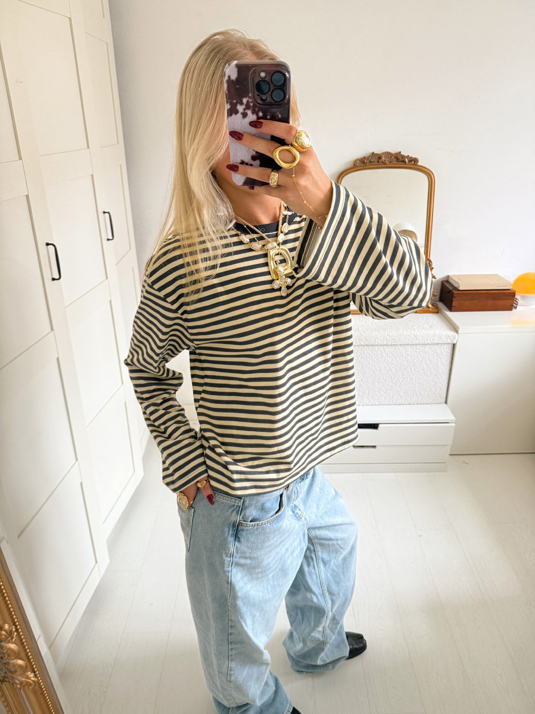 Lura striped blouse - Yellow/grey