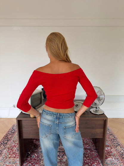 Sisivilia blouse with three quarter length sleeves - Red