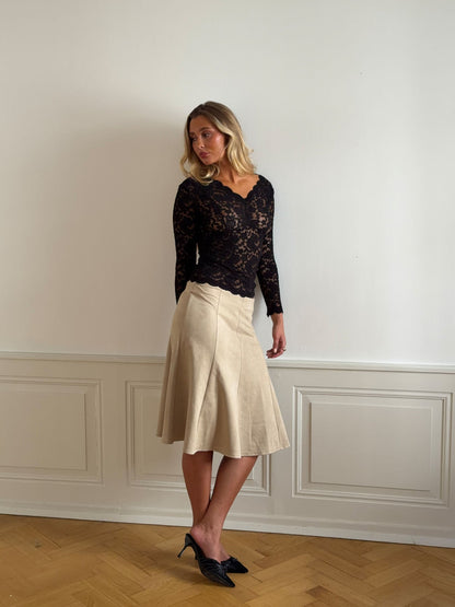 Bodil long sleeve lace blouse - Black