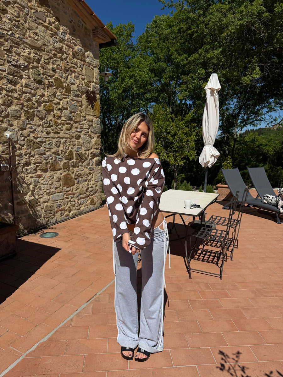 Scandivv blouse with polka dots - Brown/off white
