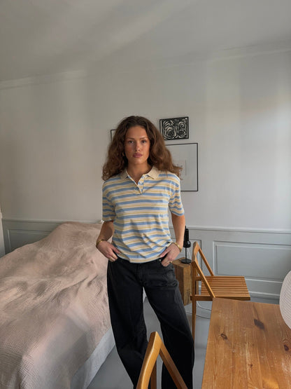 Autine striped polo t-shirt – Yellow/blue