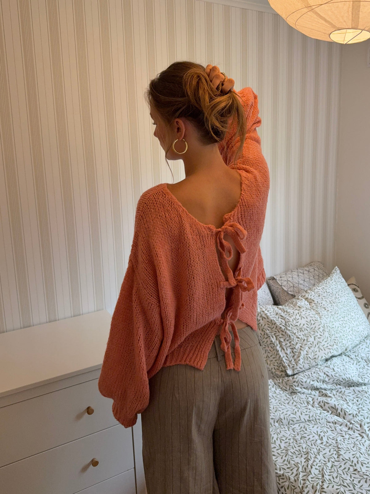 Berna knit with tie detail - Rose