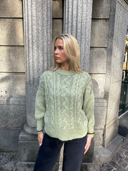 Raffaella knit sweater with balloon sleeves - Sage green